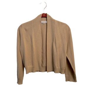 Calvin Klein Small Gold Sparkly Open Front Crop Cardigan NWOT  10 0341
